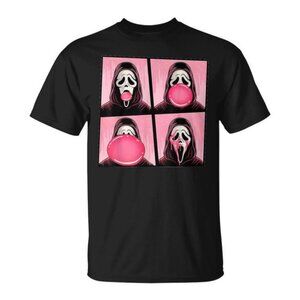 Scary Face Bubble Gum In October We Wear Pink Ghost Meme T-Shirt 150